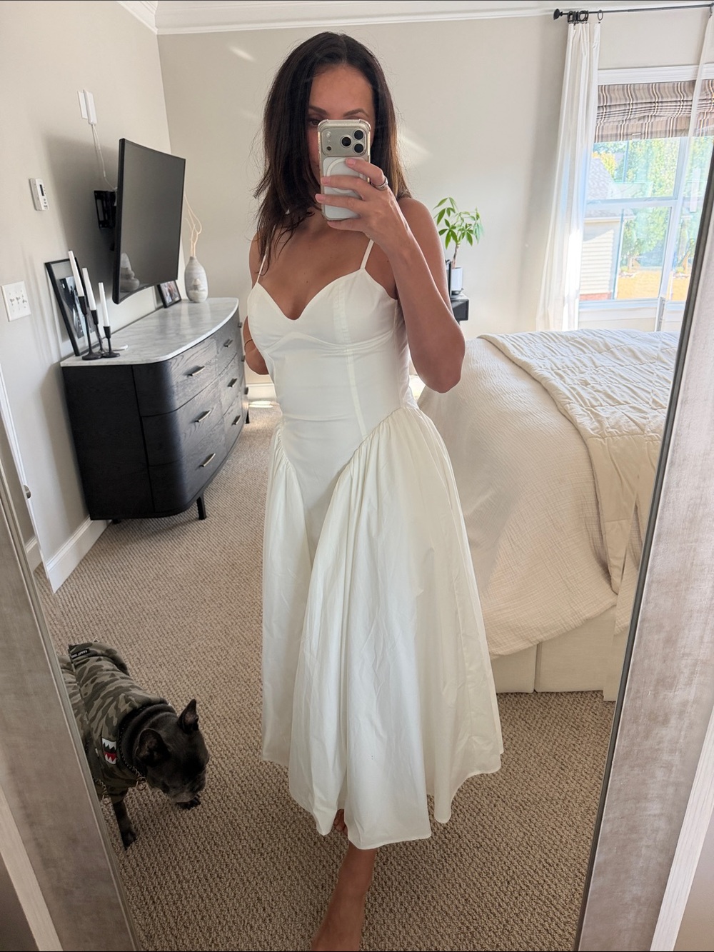 Classic White Spaghetti-Strap Midi Dress